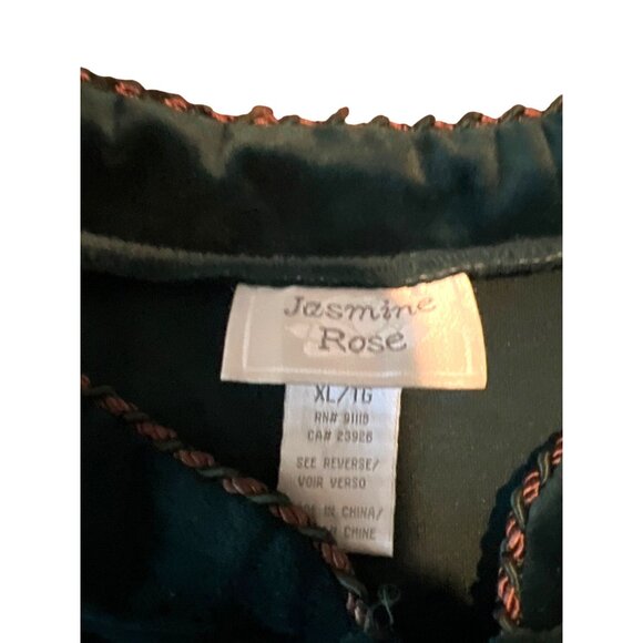 Vintage Jasmine Rose XL Womens Green Velvet Robe Full Zip - Picture 2 of 7